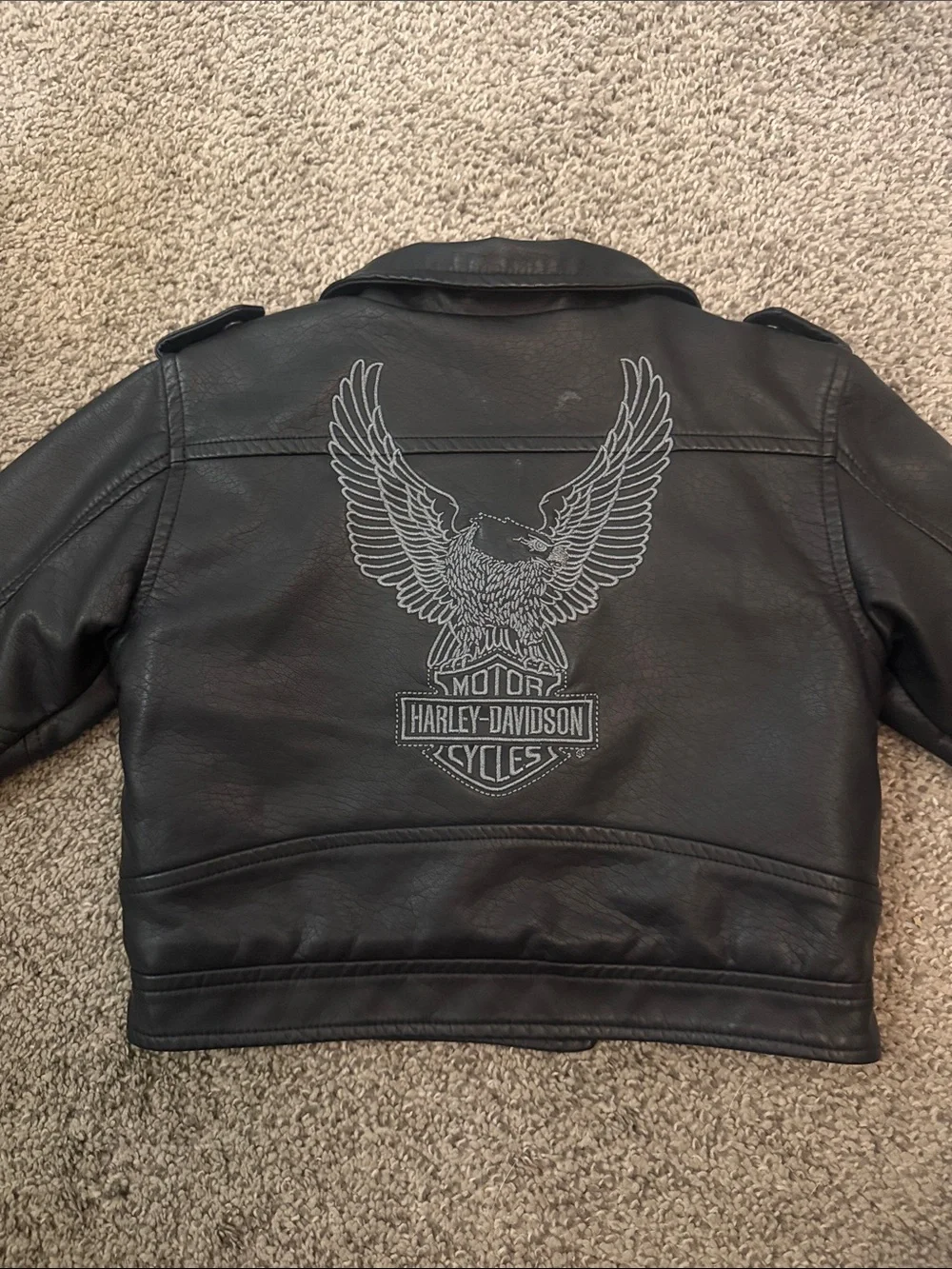 Harley-Davidson Kids Black Faux Leather Moto Jacket with Logo